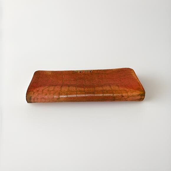 Miu Miu Pink Croc Embossed Leather Zip Around Wallet Authentic - Picture 7 of 13